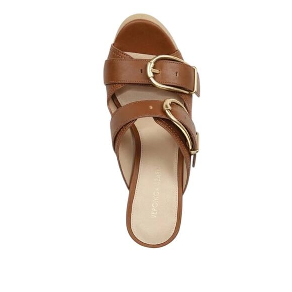 NWOT Veronica Beard Garrick Dual Buckle Platform Hazelwood Brown Sandals – Sz 10 - Picture 4 of 13